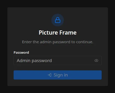 The sign-in screen for the admin interface